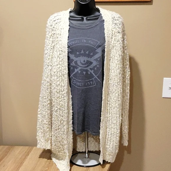 Forever 21 Sweaters Womens Natural Fuzzy Popcorn Knit Cardigan